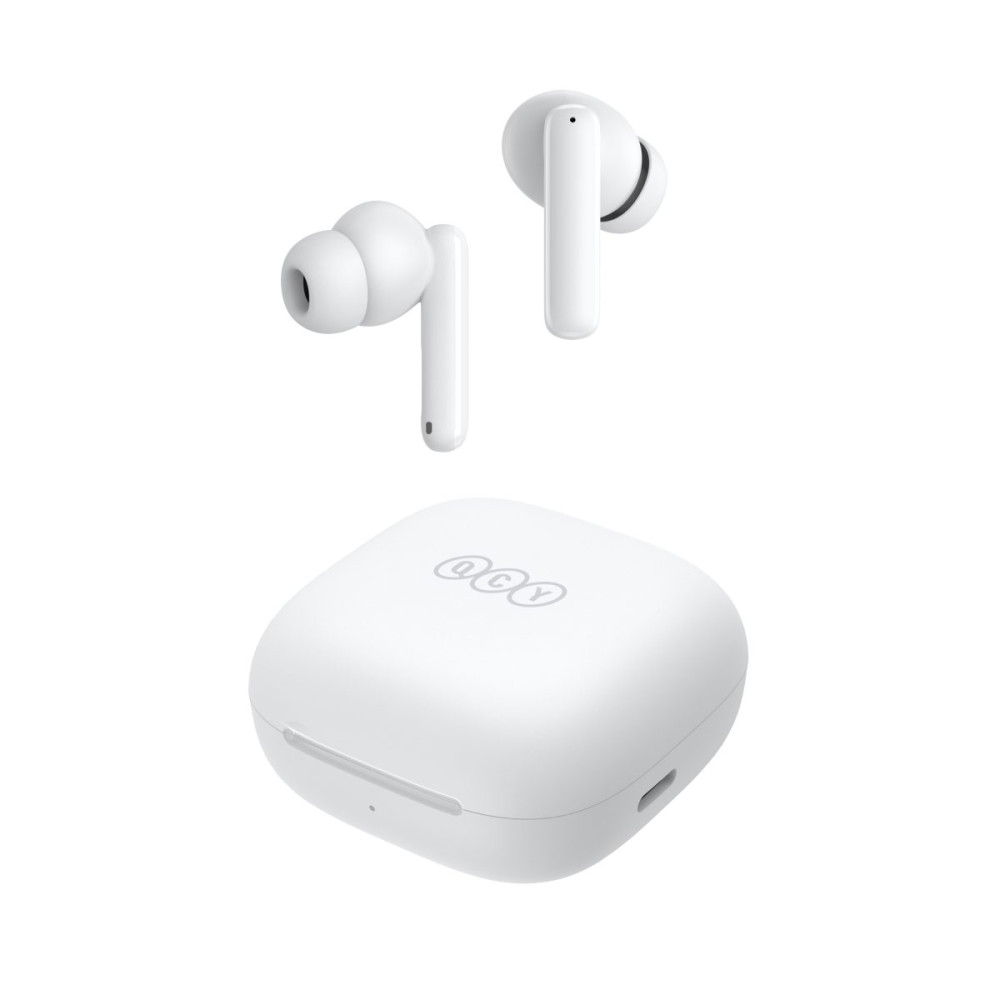 QCY T13 ANC White - TWS 10mm Dynamic Driver, 4-mic 28dB ANC, Bluetooth 5.3, 7hr-30hr, 75ms latency