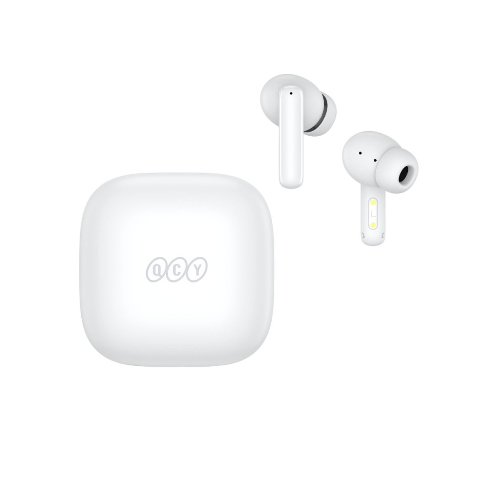 QCY T13 ANC White - TWS 10mm Dynamic Driver, 4-mic 28dB ANC, Bluetooth 5.3, 7hr-30hr, 75ms latency