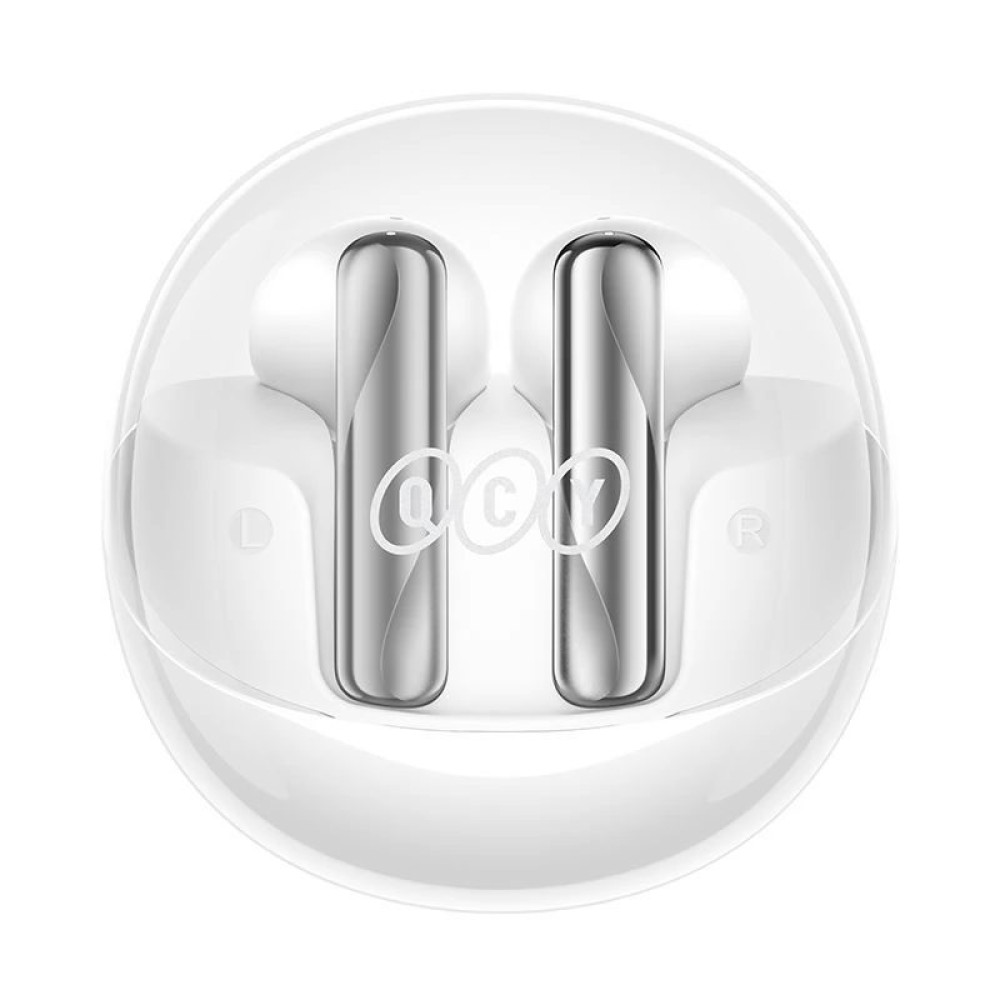 QCY Ailybuds Clear White - Semi-Ear 13mm driver, wind cancel ENC for calls, NCVM & Air case TWS BT