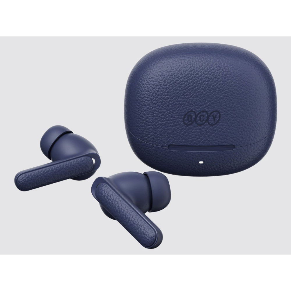 QCY Buds ANC Blue (HT15) - 45db ANC TWS Earbuds 35h 5 mic ENC, ear-canal adaptive tech, leather case
