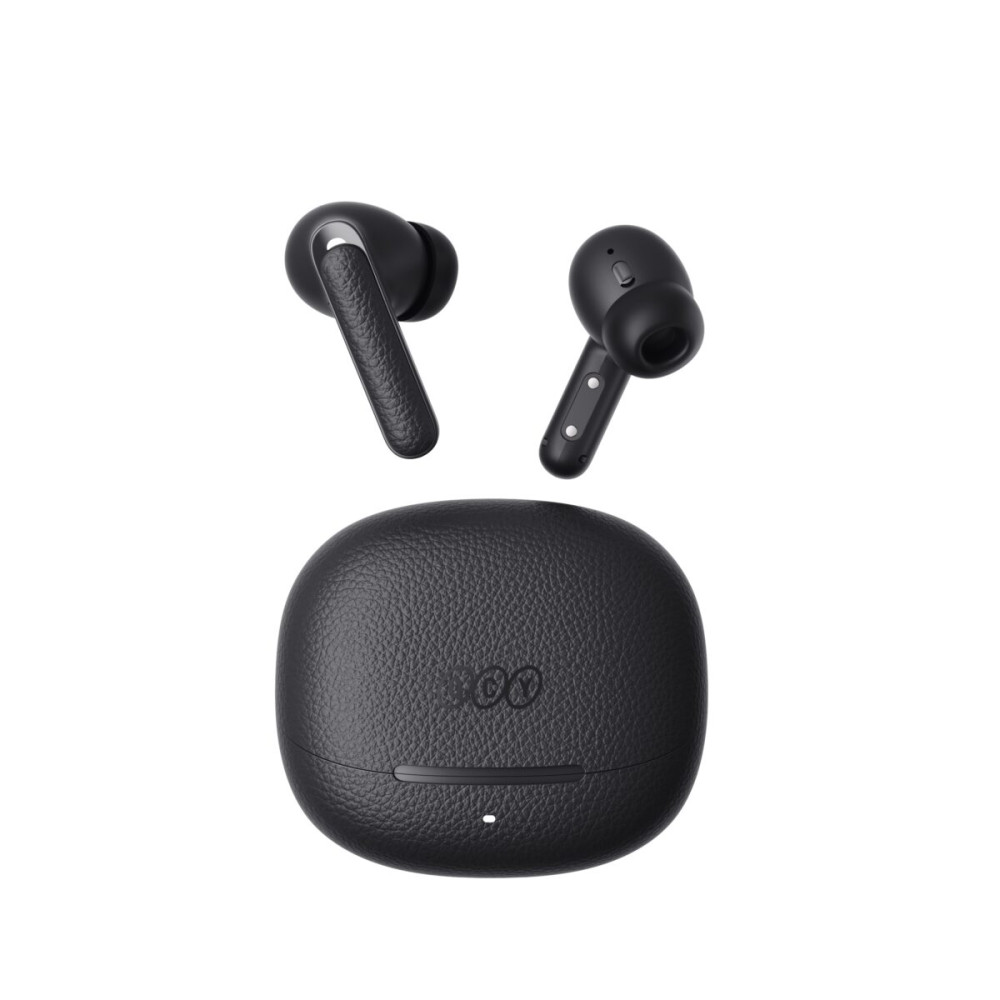 QCY Buds ANC Black (HT15)- 45db ANC TWS Earbuds 35h 5 mic ENC, ear-canal adaptive tech, leather case