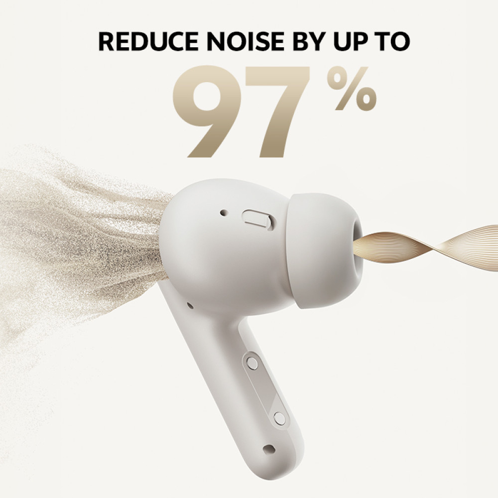 QCY Buds ANC Black (HT15)- 45db ANC TWS Earbuds 35h 5 mic ENC, ear-canal adaptive tech, leather case