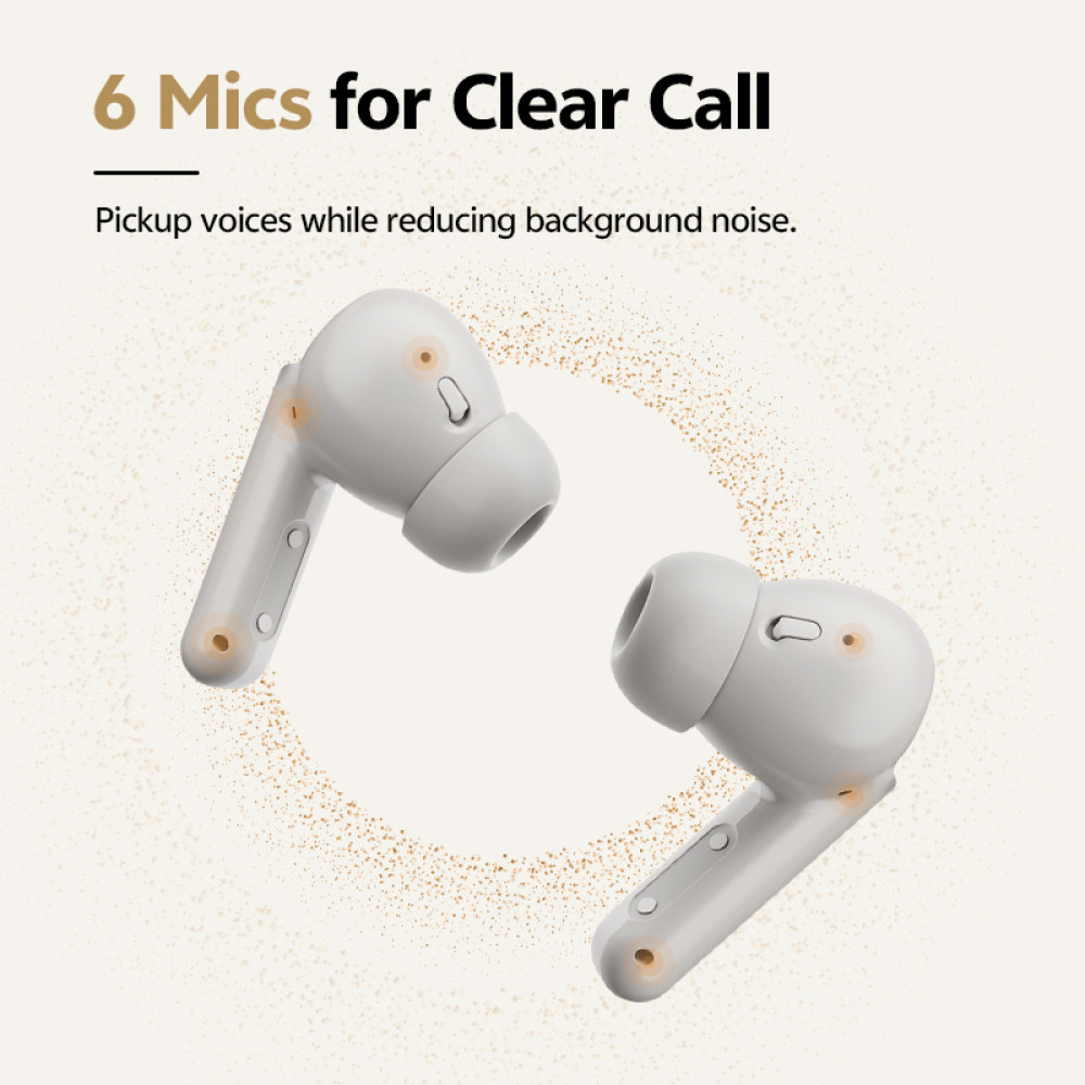 QCY Buds ANC Black (HT15)- 45db ANC TWS Earbuds 35h 5 mic ENC, ear-canal adaptive tech, leather case