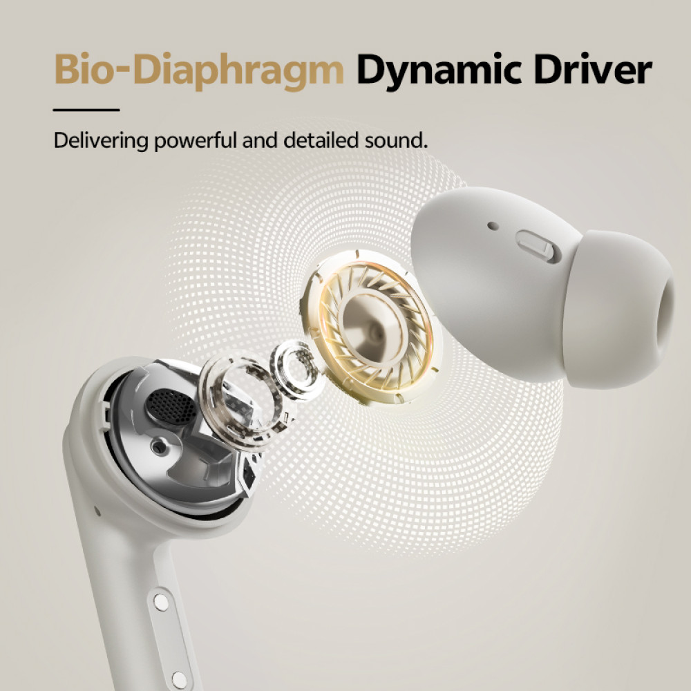 QCY Buds ANC Black (HT15)- 45db ANC TWS Earbuds 35h 5 mic ENC, ear-canal adaptive tech, leather case