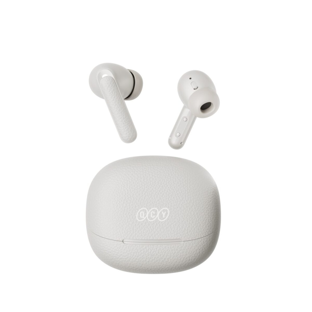 QCY Buds ANC Cream Grey (HT15) - 45db ANC TWS Earbuds 35h 5 mic ENC, ear-canal adaptive tech,