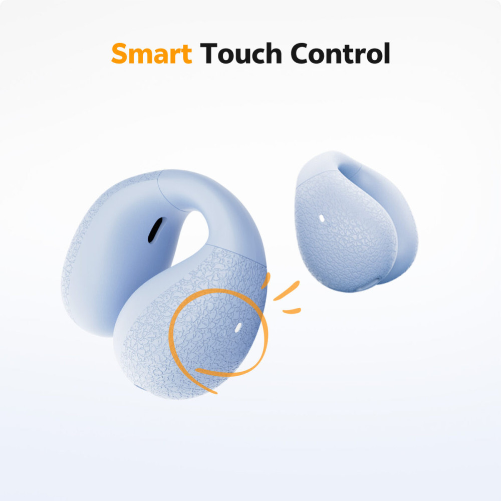 QCY Crossky C10 White Open Ear TPU Earclip, IPX5 Call Noise Reduction BT 5.4 Earbuds 30h