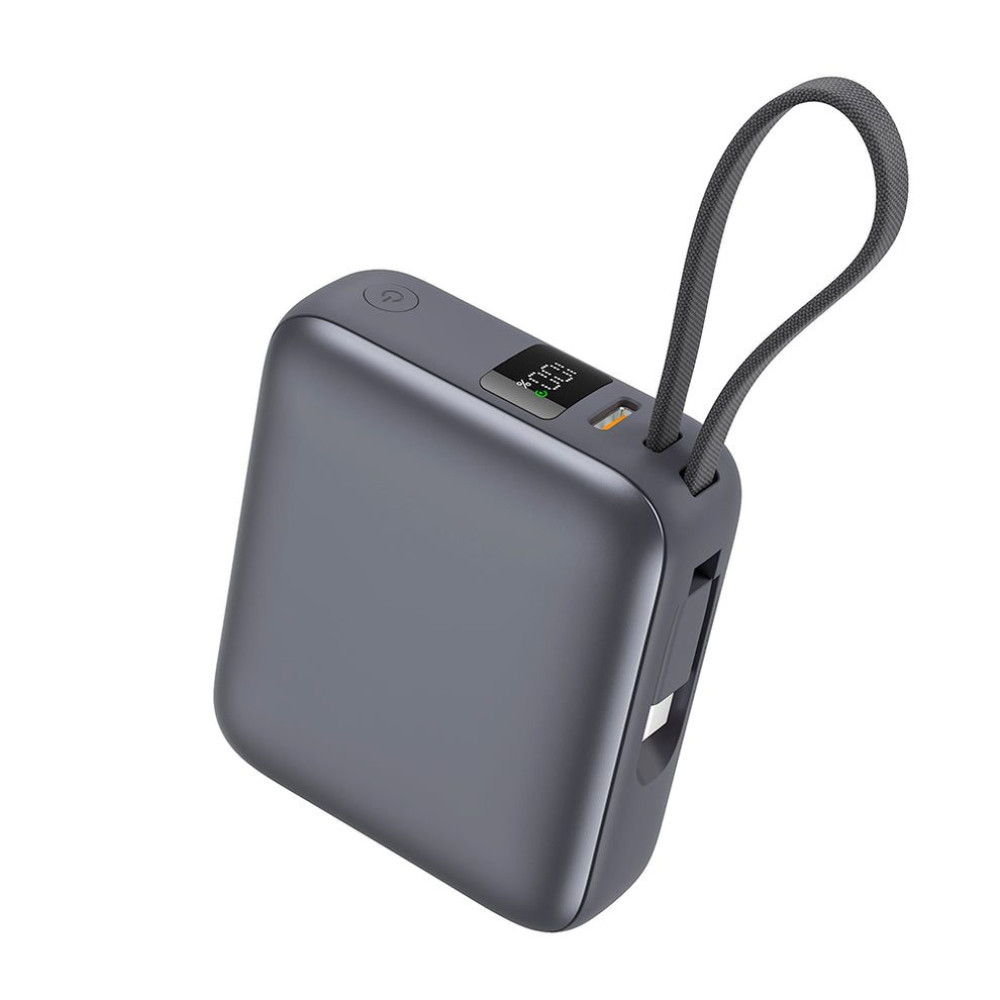 QCY PB10C Grey 10000mAh 35W PD fast charge power bank - Digital Display, Fireproof ABS+PC