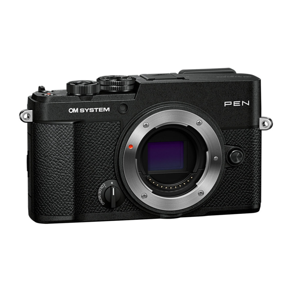 Olympus OM-System PEN Body black, Body cap, BLS-7 Li-ion battery, Hot shoe cover, Shoulder strap, In