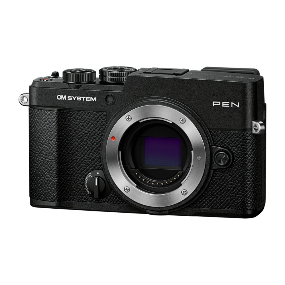 Olympus OM-System PEN Body black, Body cap, BLS-7 Li-ion battery, Hot shoe cover, Shoulder strap, In