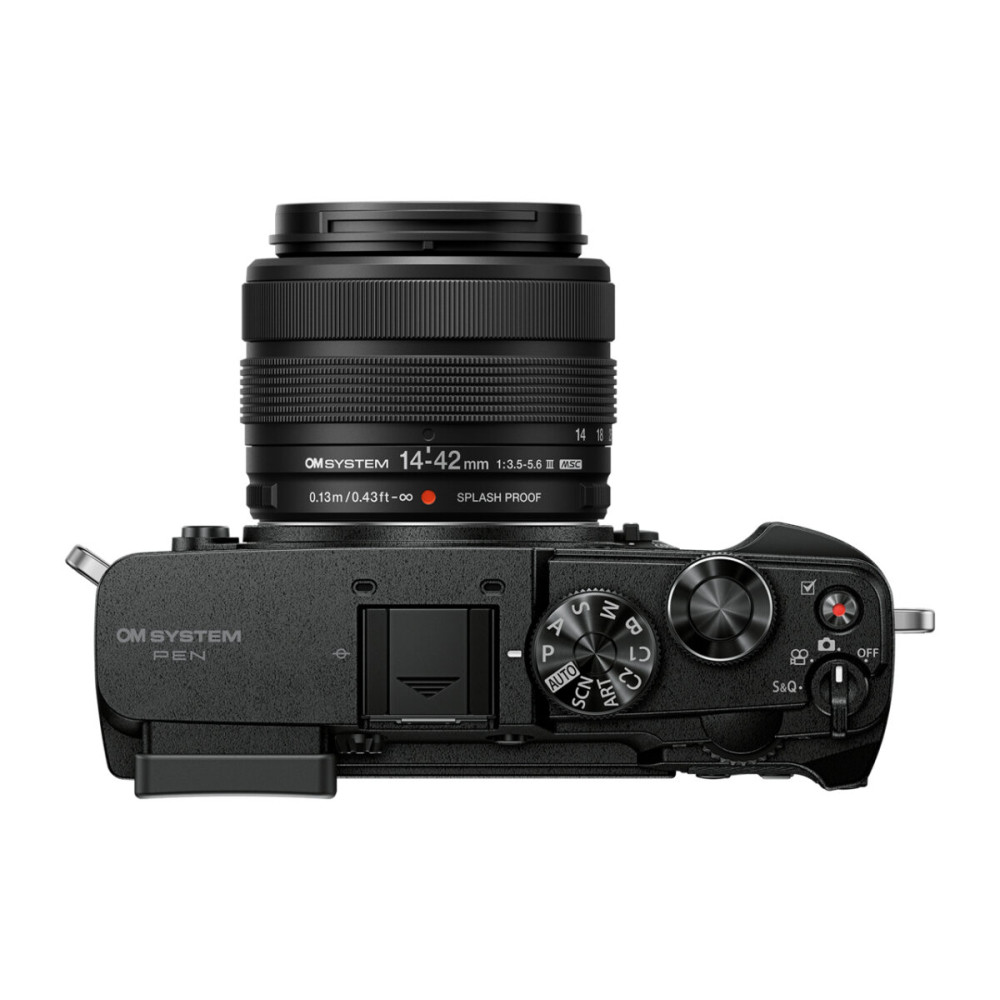 Olympus OM-System PEN Body black, M. Zuiko Digital 14-42mm F3.5-5.6 III black, Body cap, BLS-7 Li-io
