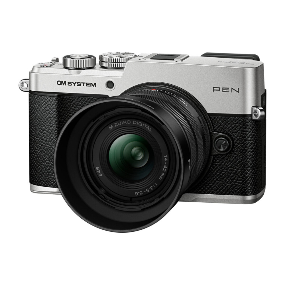 Olympus OM-System PEN Body silver, M. Zuiko Digital 14-42mm F3.5-5.6 III black, Body cap, BLS-7 Li-i