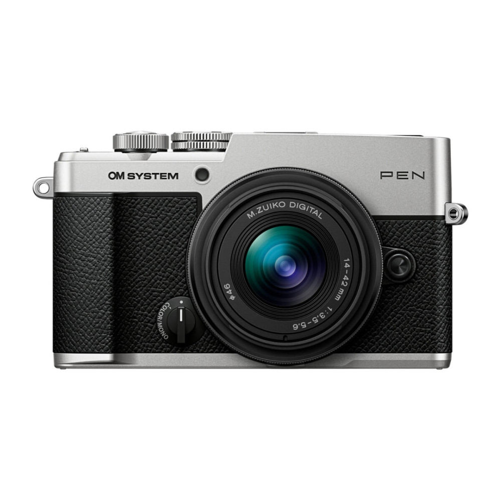 Olympus OM-System PEN Body silver, M. Zuiko Digital 14-42mm F3.5-5.6 III black, Body cap, BLS-7 Li-i
