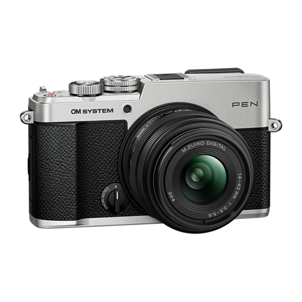 Olympus OM-System PEN Body silver, M. Zuiko Digital 14-42mm F3.5-5.6 III black, Body cap, BLS-7 Li-i