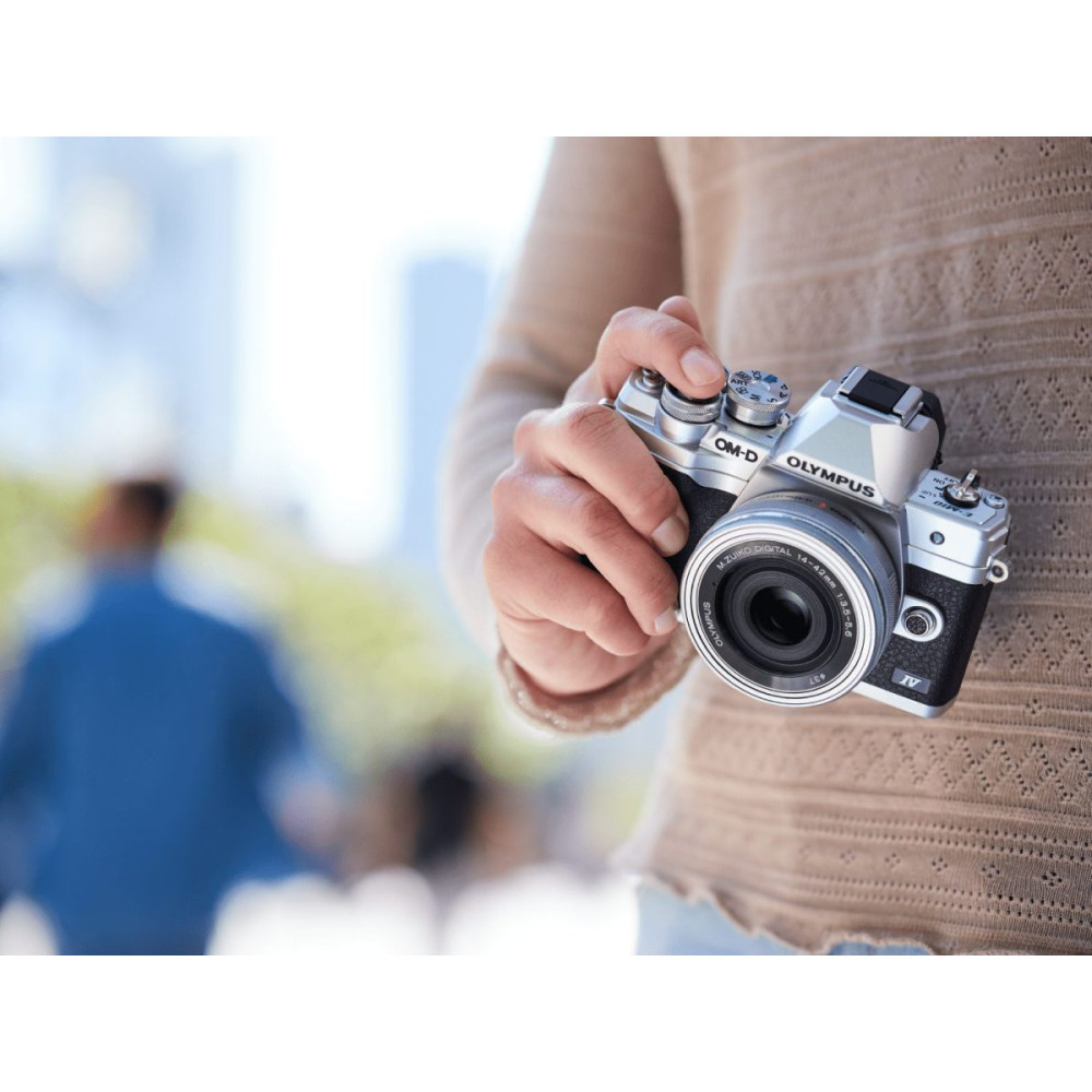 Olympus E-M10 IV Camera 1442 EZ Pancake Kit slv/slv,  M.Zuiko Digital ED 14-42mm F3.5-5.6 EZ silver