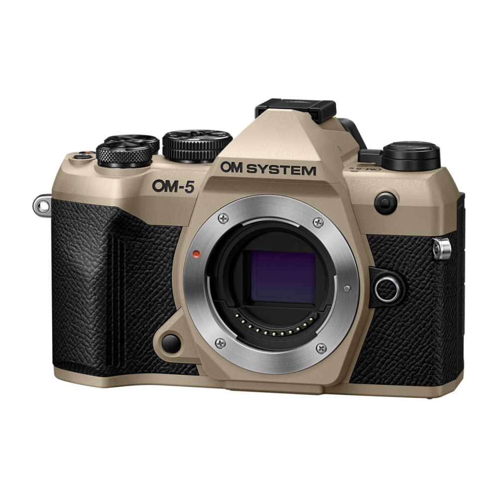 Olympus OM-5 II body sand beige, BLS-50 Battery, Eyecup, USB Connection Cable, Shoulder Strap