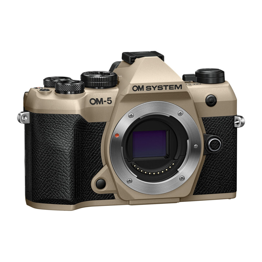 Olympus OM-5 II body sand beige, BLS-50 Battery, Eyecup, USB Connection Cable, Shoulder Strap