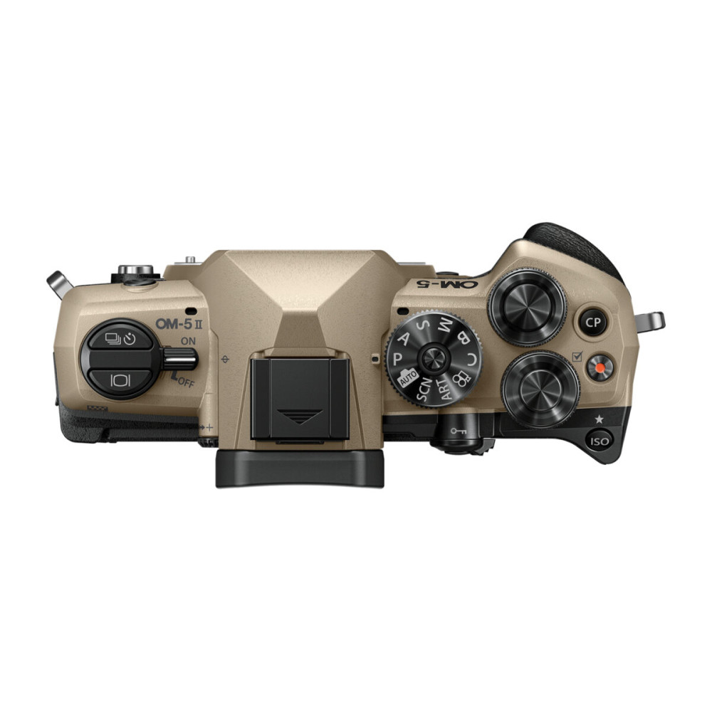 Olympus OM-5 II body sand beige, BLS-50 Battery, Eyecup, USB Connection Cable, Shoulder Strap