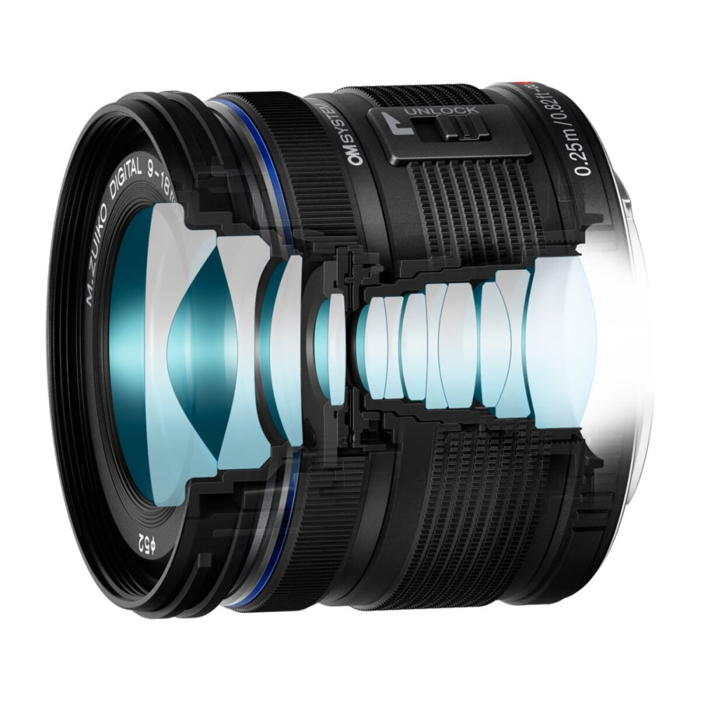 Olympus OM System 9-18mm II 1:F4-5.6 BLACK (EZ-M0918) Lense Micro FT