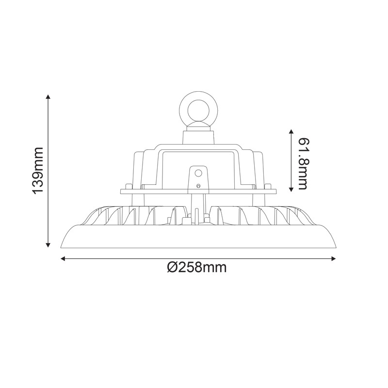 LED ΦΩΤΙΣΤΙΚΟ ΚΑΜΠΑΝΑ DIM 1-10V 100-277V AC 100W 5000K 15.000LM 90° IP65 Ra80 50.000HRS