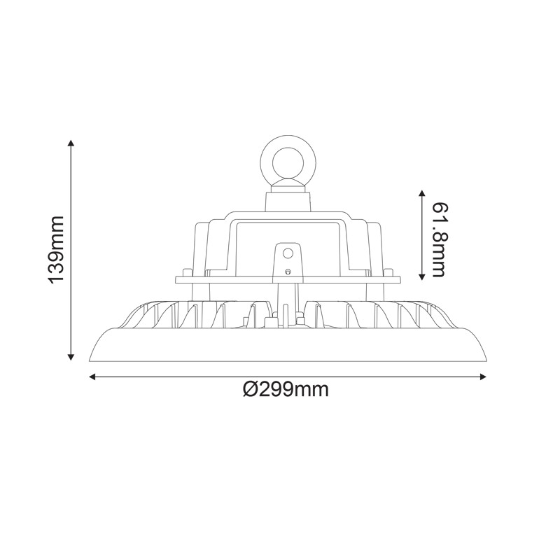 LED HIGH BAY ASTREK DIM 1-10V 100-277V AC 150W 5000K 22.500LM 90°IP65 Ra80 50.000HRS