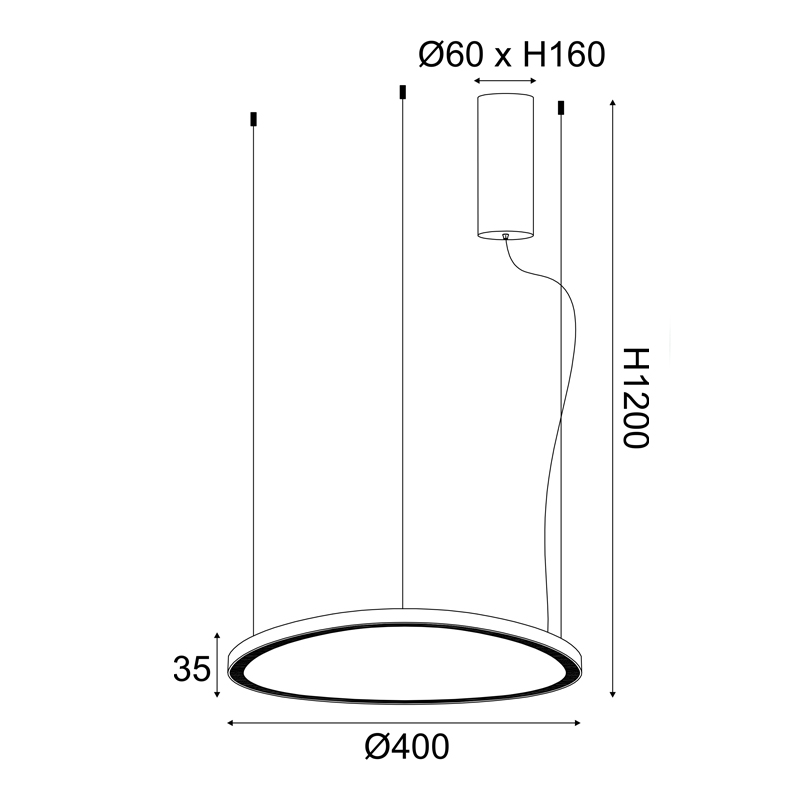 NETTO ΦΩΤΙΣΤΙΚΟ ΚΡΕΜΑΣΤΟ ΛΕΥΚΟ ΜΑΤ ΑΛΟΥΜΙΝΙΟ LED 36W 3000K 2700Lm IP20 Φ400Χ1200mm