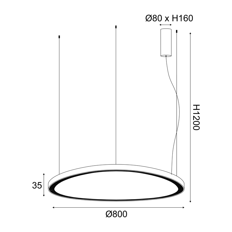 NETTO ΦΩΤΙΣΤΙΚΟ ΚΡΕΜΑΣΤΟ ΛΕΥΚΟ ΜΑΤ ΜΕΤΑΛΛΙΚΟ LED 74W 3000K 6500Lm IP20 Φ800Χ1200mm