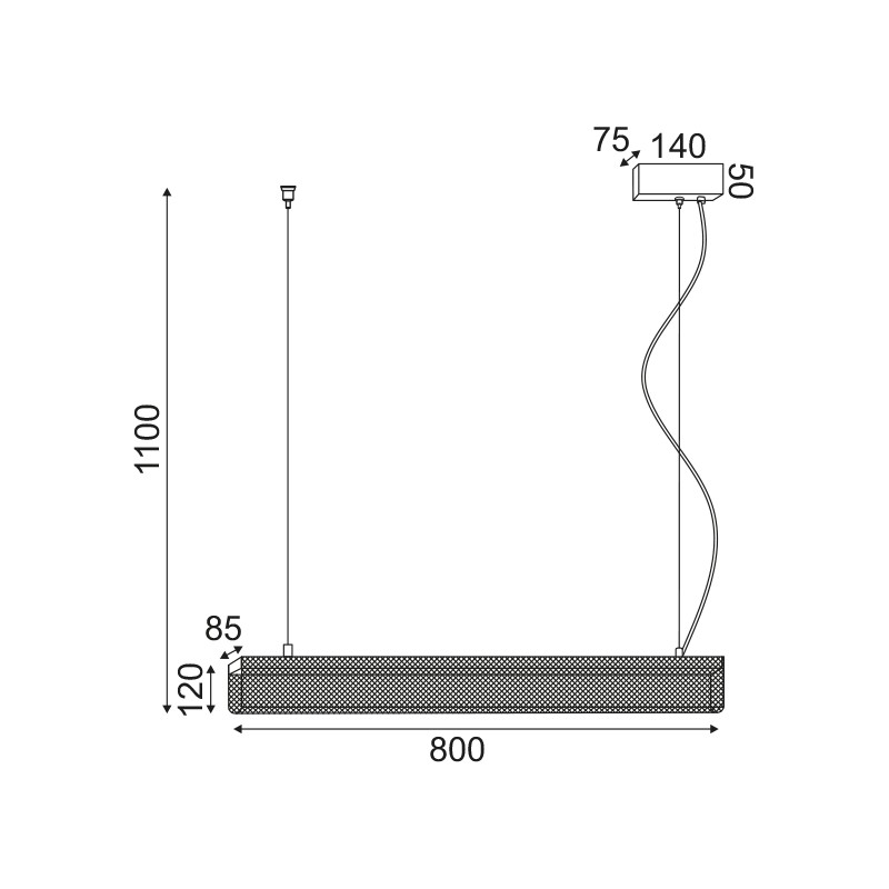 NETTO ΦΩΤΙΣΤΙΚΟ ΚΡΕΜΑΣΤΟ ΜΑΥΡΟ ΜΕΤΑΛΛΙΚΟ LED 11W 3000K 1180Lm IP20 800Χ1100mm