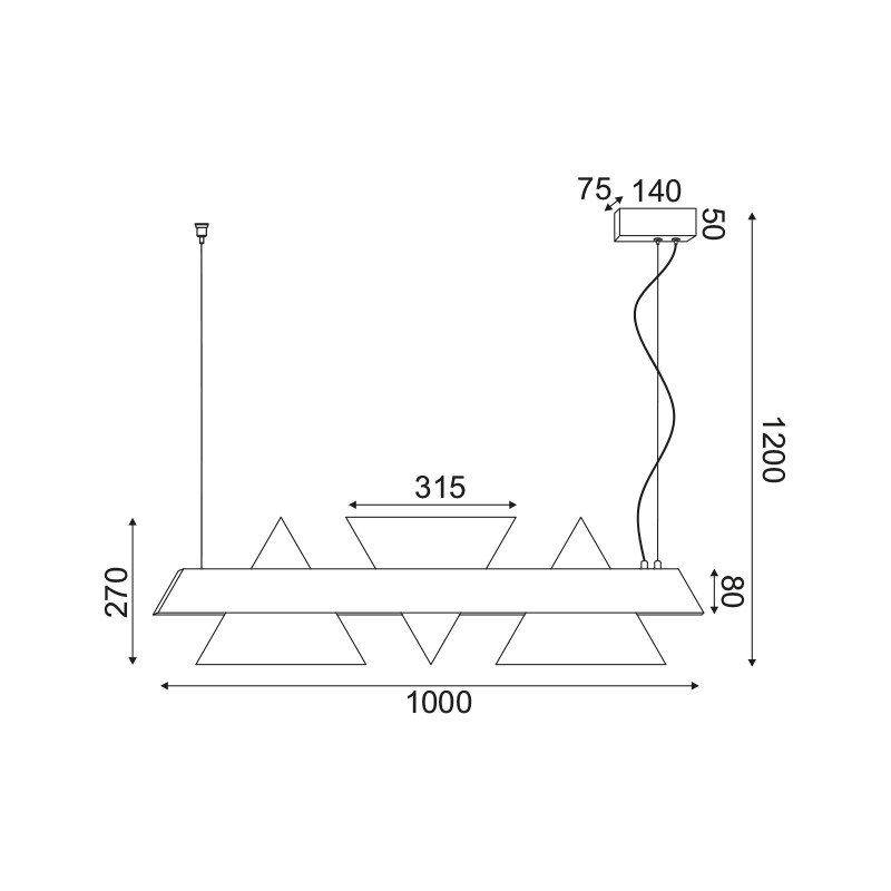 NETTO ΦΩΤΙΣΤΙΚΟ ΚΡΕΜΑΣΤΟ ΜΑΥΡΟ ΜΕΤΑΛΛΙΚΟ LED 18W 3000K 1960Lm IP20 1000Χ1200mm