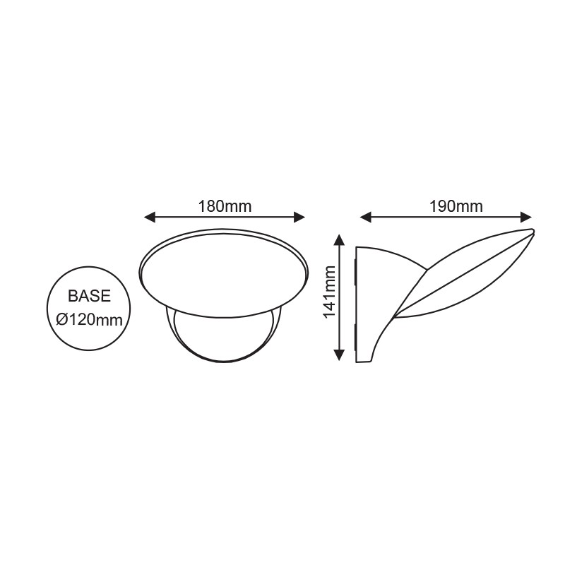 LED SMD WALL LUMINAIRE 14W 630LM 110° 230V AC 3.000K DARK GREY CRI80 IP54 30.000HRS