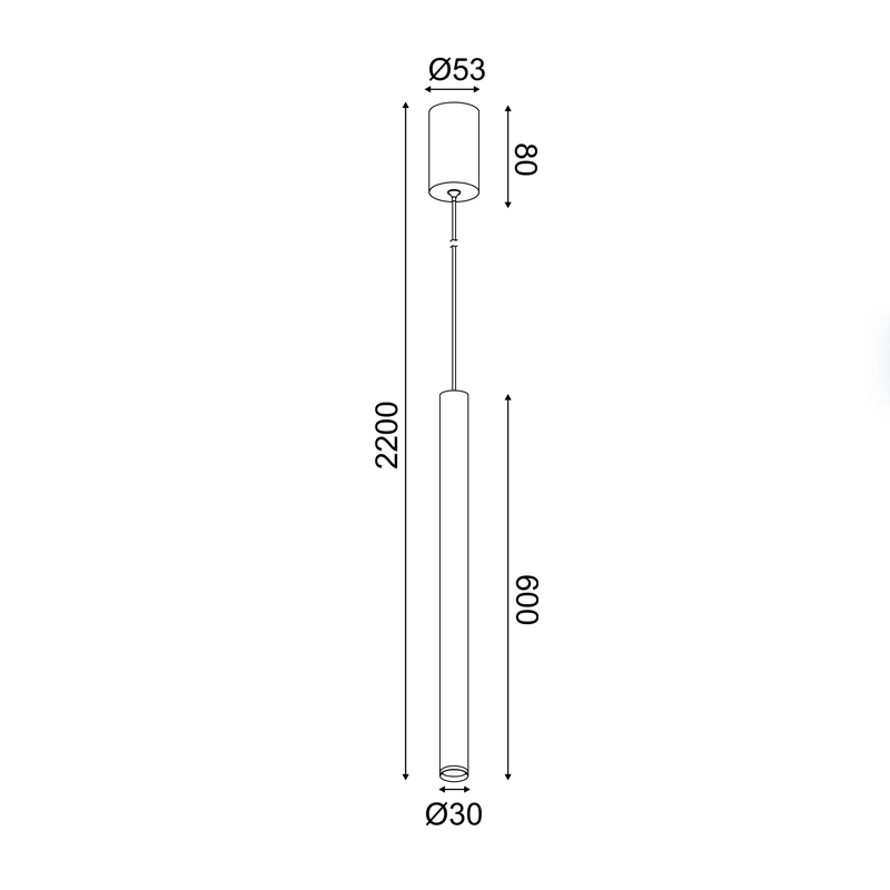 ΚΡΕΜΑΣΤΟ Φ/Σ LED 5W 3000K 400LM FINO ΛΕΥΚΟ ΜΕΤ/ΚΟ IP20 D3XD5,3XH220CM