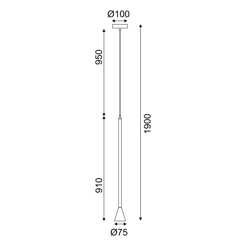 ΚΡΕΜΑΣΤΟ Φ/Σ 1ΧGU10 CLOUZOT ΜΑΥΡΟ ΜΕΤ/ΚΟ IP20 D7,5XD10XH190CM