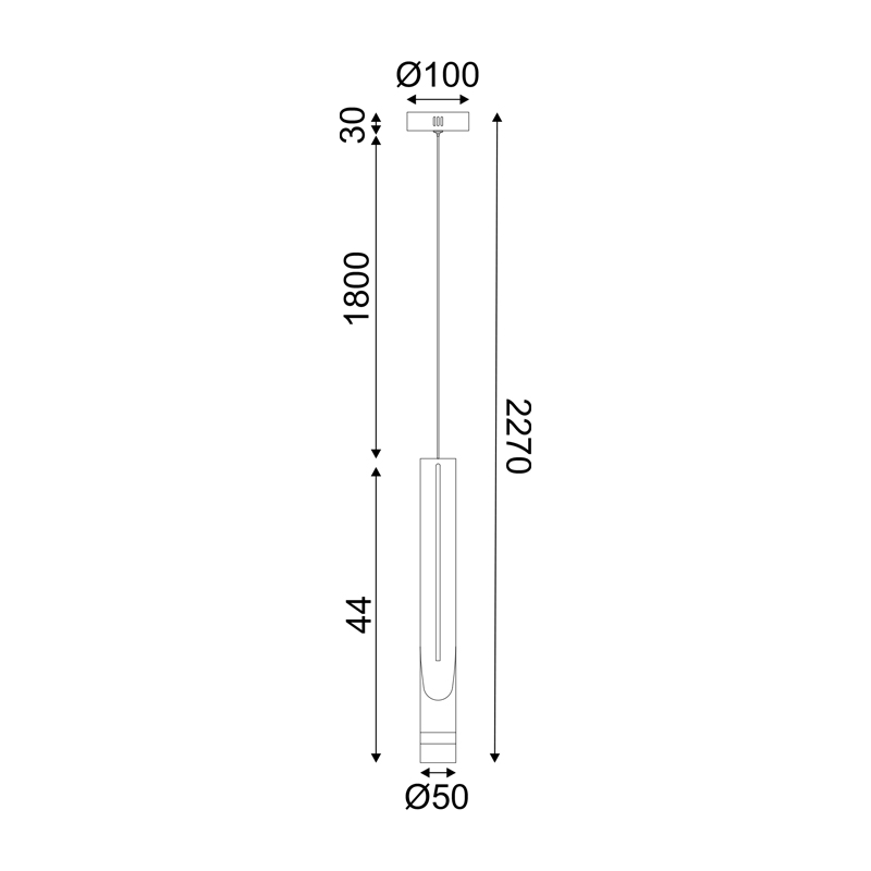 NETTO ΦΩΤΙΣΤΙΚΟ ΚΡΕΜΑΣΤΟ ΛΕΥΚΟ ΜΑΤ ΜΕΤΑΛΛΙΚΟ LED 5W 3000K 300Lm IP20 Φ100Χ2270mm