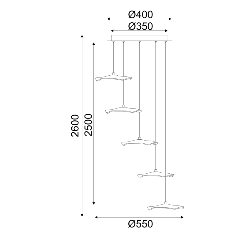 ΚΡΕΜΑΣΤΟ Φ/Σ LED 25W 3000K 1750LM NINFEA ΟΡΕΙΧΑΛΚΟ ΜΕΤ/ΚΟ IP20 D55XH260CM