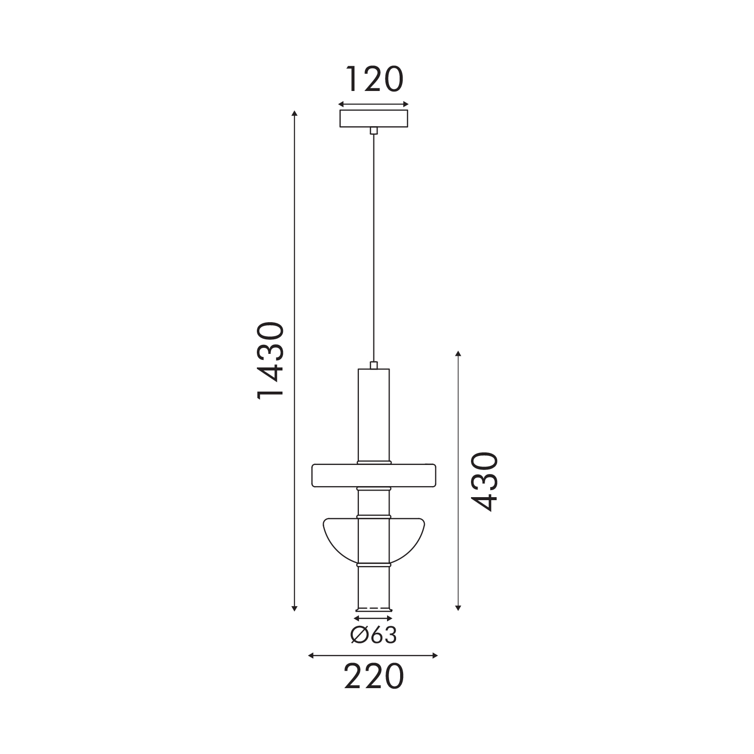 ΚΡΕΜΑΣΤΟ ΦΩΤΙΣΤΙΚΟ ACA HM25026GC ΧΡΥΣΟ ΔΙΑΦΑΝΕΣ COB 5W 3000K IP20 D20XH120CM