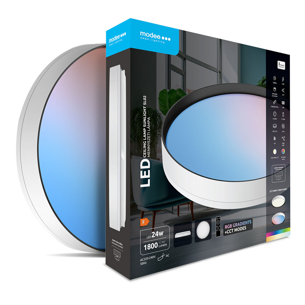 Modee Φωτιστικό οροφής LED Sunlight SL02 24W 4000K+RGBIC D380x76mm (1800 lumens) ERP