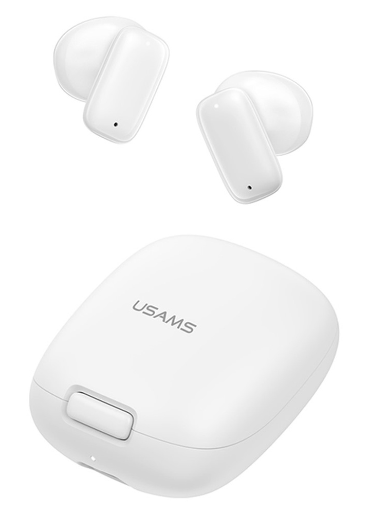 USAMS earphones με θήκη φόρτισης ID25, TWS, Φ13mm, 30/230mAh, λευκά