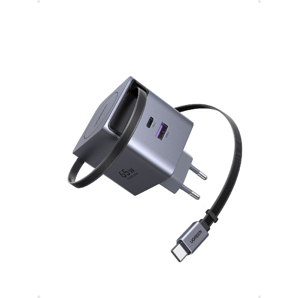 Φορτιστής Σπιτιού GaN PD 65W UGREEN X615 65825 2 Θέσεων, με καλώδιο USB-C 65W Γκρι