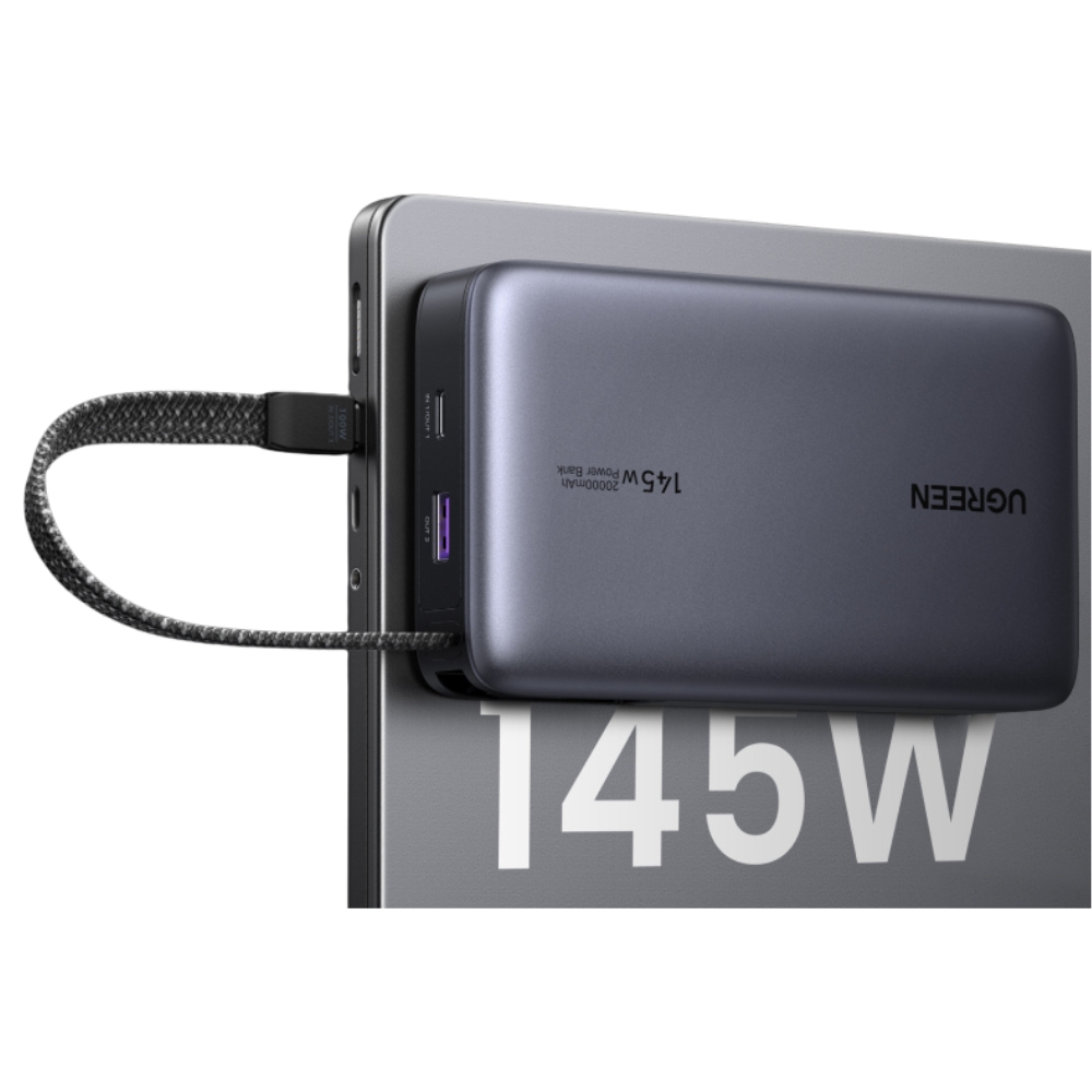 Power Bank 20000mAh PD 145W UGREEN PB551 55992B 2 Θέσεων, με καλώδιο 100W USB-C Γκρι