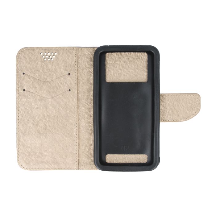 Θήκη Fancy Book Universal με Σιλικόνη 4.5" Χρυσό/Μαύρο