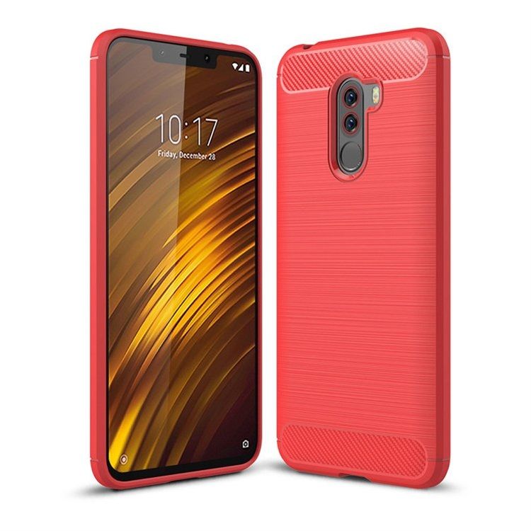 Θήκη Σιλικόνης Carbon TPU Fiber Brushed Xiaomi Pocophone F1 Κόκκινο