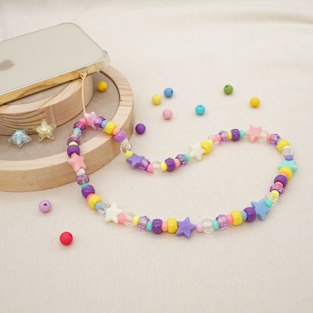 Βραχιόλι Λουράκι Κινητού Phone Strap Jewelry 44cm Colorful Pearl Star