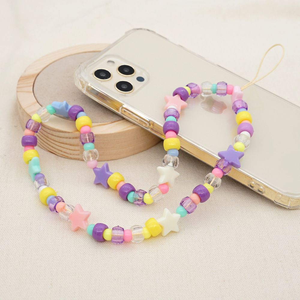Βραχιόλι Λουράκι Κινητού Phone Strap Jewelry 44cm Colorful Pearl Star