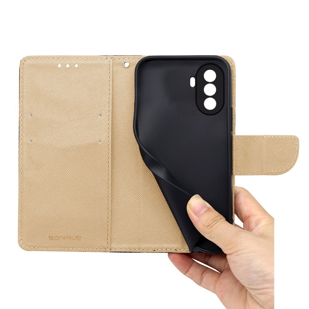 Θήκη Πορτοφόλι Sonique Trend Wallet Huawei Nova Y70 Μαύρο / Χρυσό