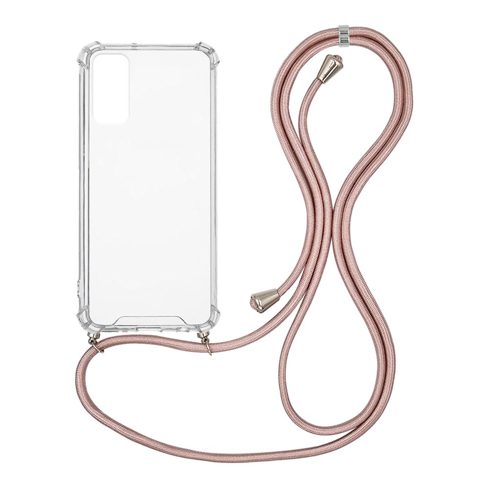 Θήκη Σιλικόνης με Κορδόνι Sonique Armor Clear Samsung Galaxy S20 Ροζ Χρυσό Σατινέ