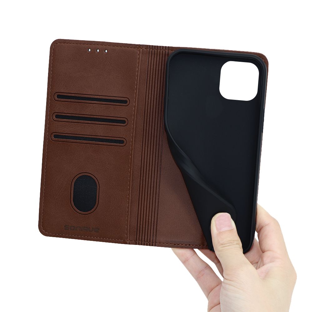Θήκη Πορτοφόλι Vintage Magnet Wallet Sonique Apple iPhone 13 Pro Max Καφέ