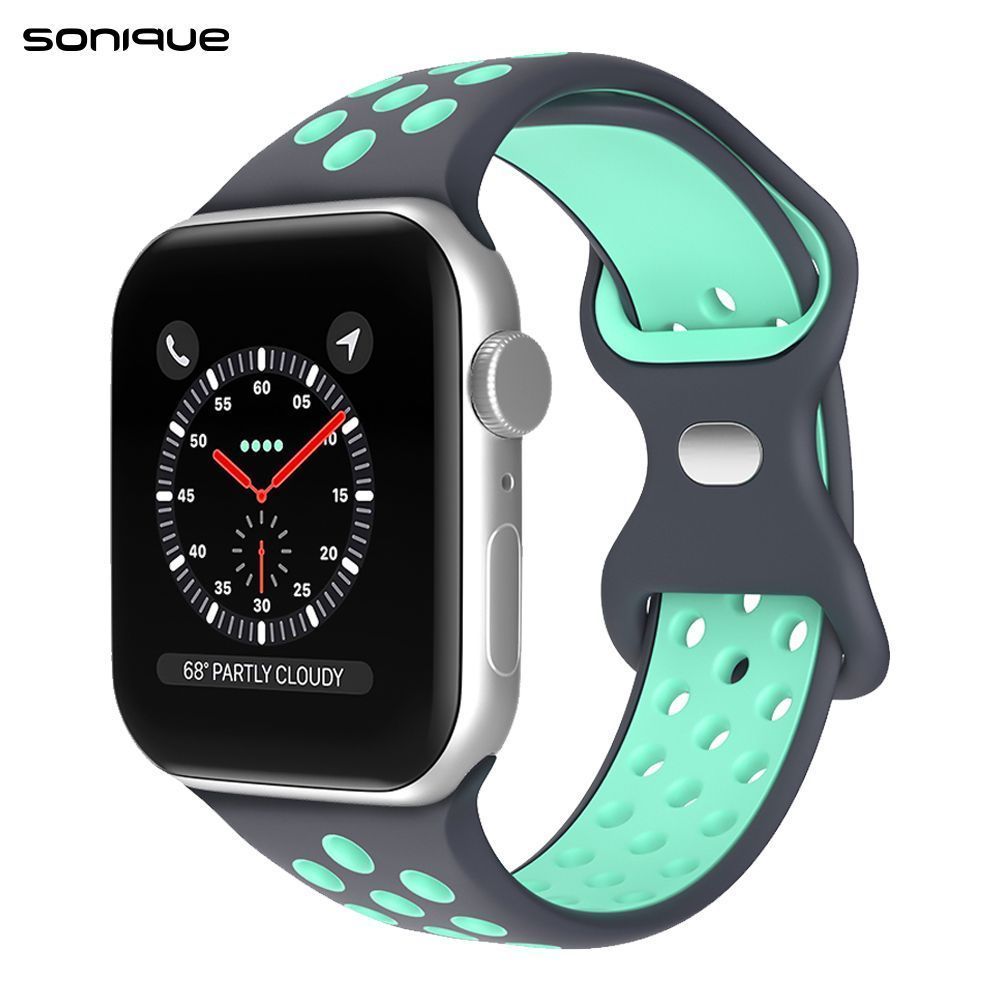 Λουράκι Σιλικόνης Sonique Sport για Apple Watch (38/40/41MM) Γκρι Σκούρο/Βεραμάν