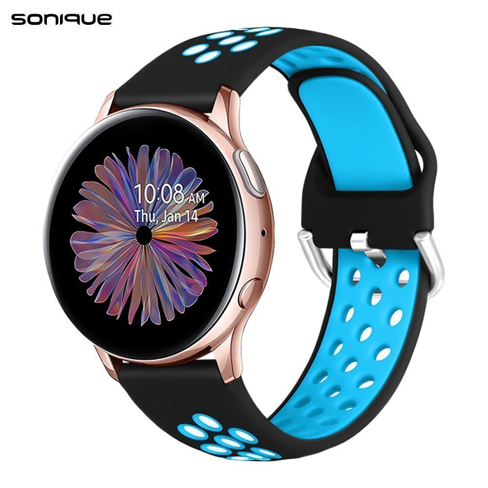Λουράκι Σιλικόνης Universal Sport Band Sonique 20mm για Samsung, Huawei, Amazfit, Xiaomi, Honor Μαύρο/Μπλε