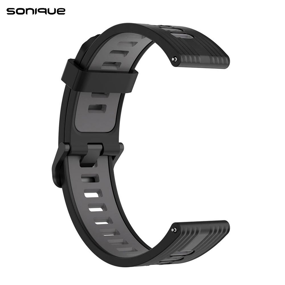 Λουράκι Σιλικόνης Sport Band Sonique 20mm για Amazfit GTS/GTS 2/3/4/GTS 2e/GTS 2mini/GTR 42MM/BIP U/BIP/BIP lite/ZEPP E Μαύρο / Γκρι Σκούρο
