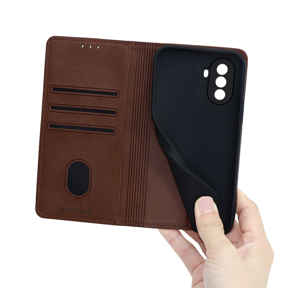 Θήκη Πορτοφόλι Vintage Magnet Wallet Sonique Huawei Nova Y70 Καφέ