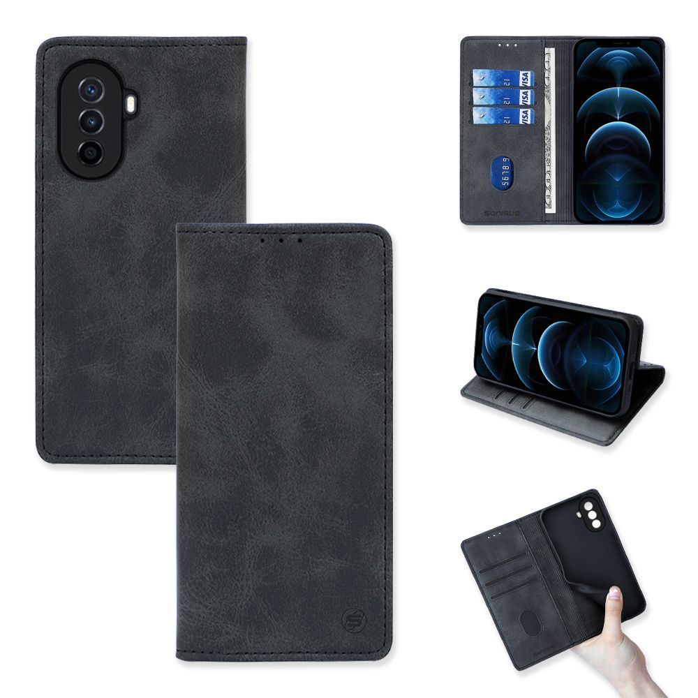 Θήκη Πορτοφόλι Vintage Magnet Wallet Sonique Huawei Nova Y70 Μαύρο